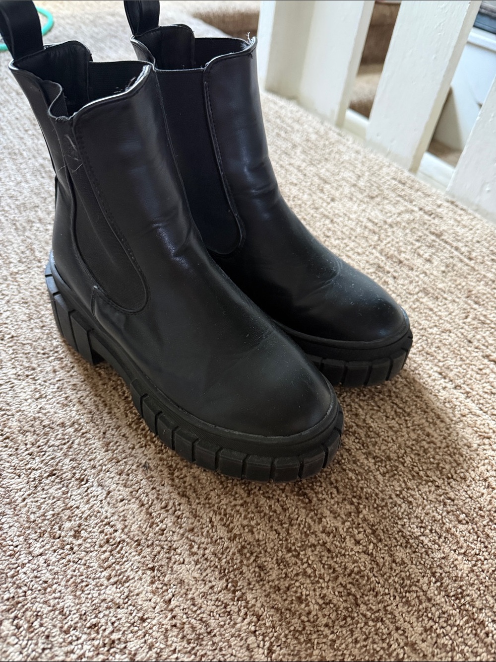 Black Chunky Sole Ankle Boots - Picture 3 of 8